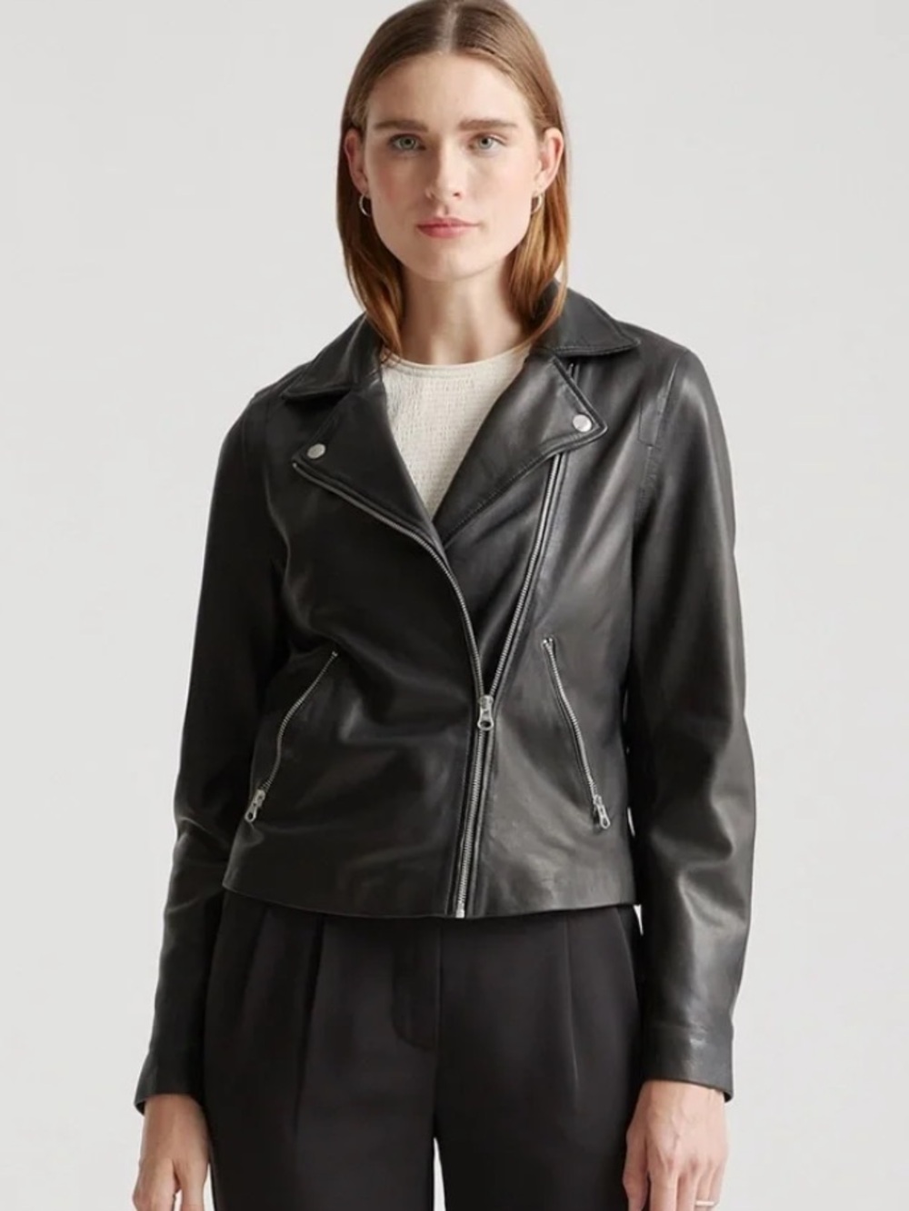 Quince 100% Washed Leather Biker Jacket